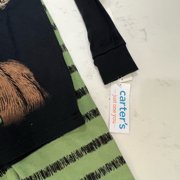 Carter's Black and Green Moose Pajama Set - Picture 3 of 6